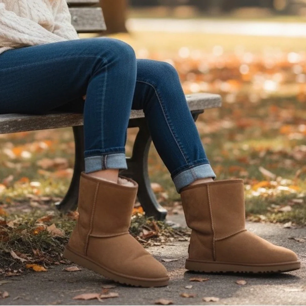 UGG Classic Short II Boots Chestnut Suede Shearling 1019646 Womens 6